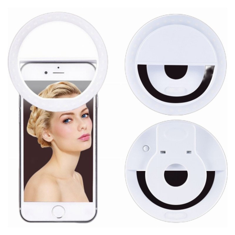 Lampe Annulaire LED Portable à Clip – Selfie Ring Light Rechargeable pour Smartphone, Tablette et PC – Éclairage Vidéo, Selfie & Live Streaming