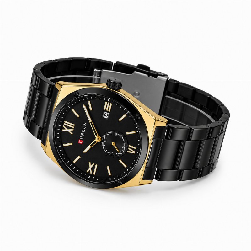 Montre Homme CURREN 8471 – Noir & Or, Bracelet Acier