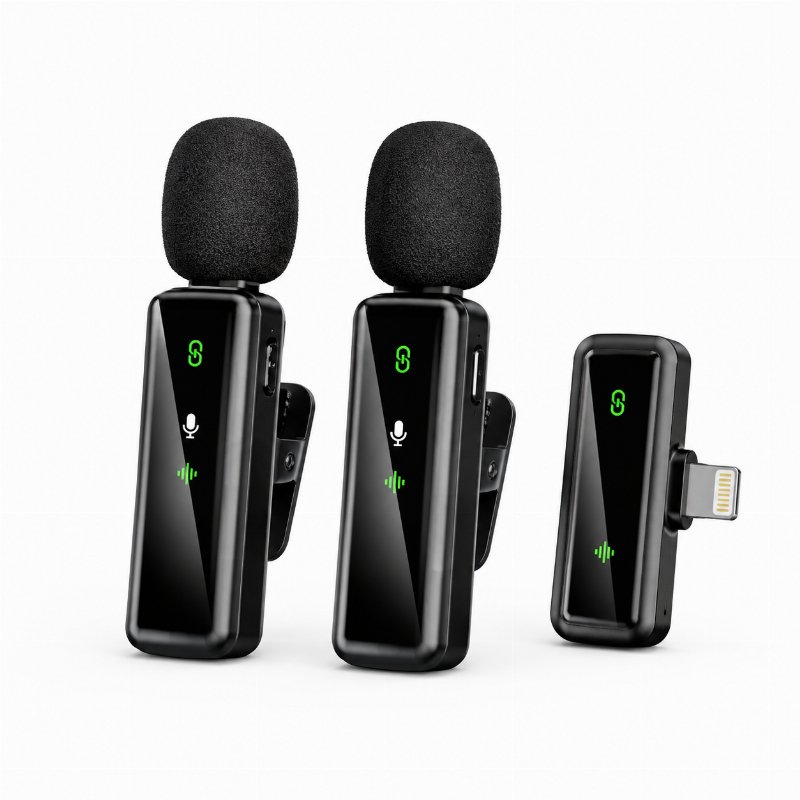 Microphone Cravate Sans Fil H63 pour iPhone – Double Micro