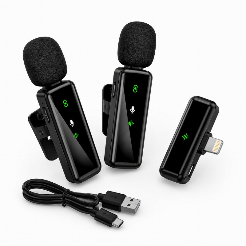 Microphone Cravate Sans Fil H63 pour iPhone – Double Micro